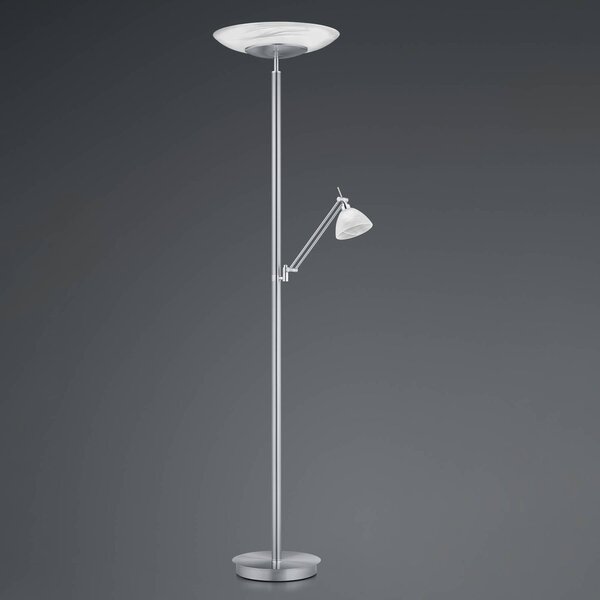 HELL Lampa stojąca LED Findus, możliwość ściemniania, aluminiowy / szary / cynkowy, salon / jadalnia, metal, nowoczesny