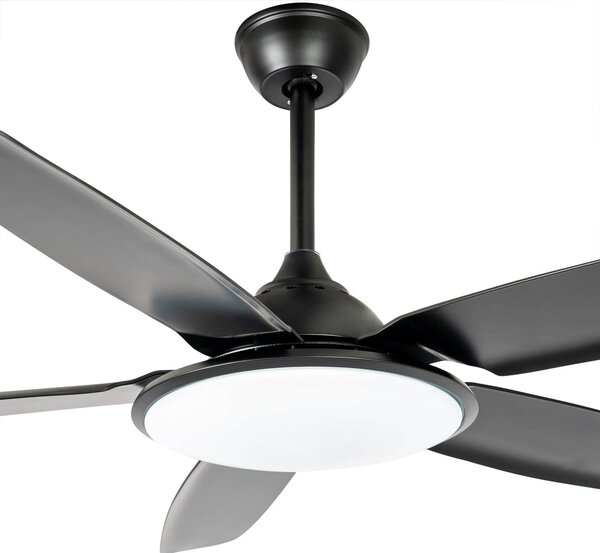Wentylator sufitowy LED Lucande Divian, czarny, DC, cichy, CCT Divian, czarny, salon / jadalnia, metal, nowoczesny