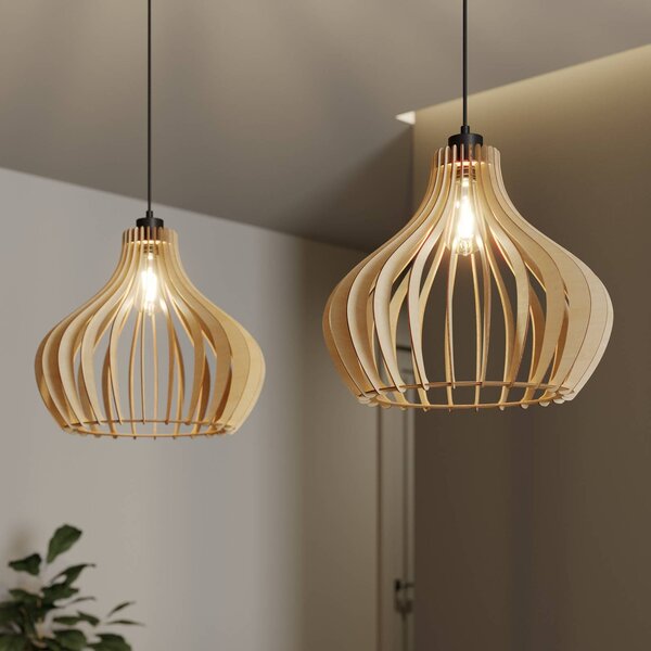 Lampa wisząca Faje Envostar, możliwość ściemniania, jasne drewno, salon / jadalnia, drewno, skandynawski