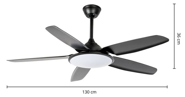 Wentylator sufitowy LED Lucande Divian, czarny, DC, cichy, CCT Divian, czarny, salon / jadalnia, metal, nowoczesny