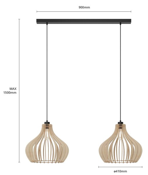 Lampa wisząca Faje Envostar, możliwość ściemniania, jasne drewno, salon / jadalnia, drewno, skandynawski