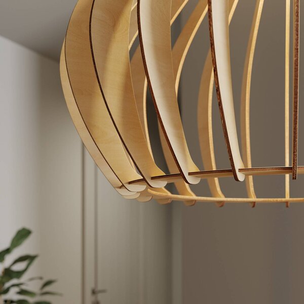 Lampa wisząca Faje Envostar, możliwość ściemniania, jasne drewno, salon / jadalnia, drewno, skandynawski