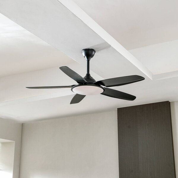 Wentylator sufitowy LED Lucande Divian, czarny, DC, cichy, CCT Divian, czarny, salon / jadalnia, metal, nowoczesny