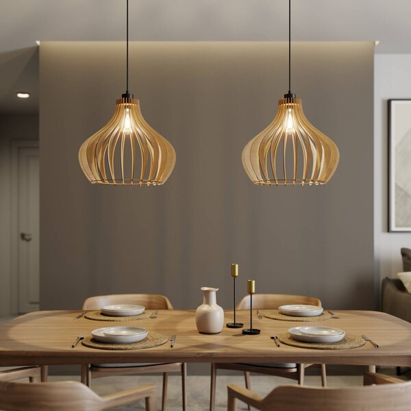 Lampa wisząca Faje Envostar, możliwość ściemniania, jasne drewno, salon / jadalnia, drewno, skandynawski