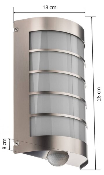 CMD Lampa zewnętrzna z czujnikiem ruchu MARCO1, aluminiowy / szary / cynkowy, stal szlachetna, nowoczesny