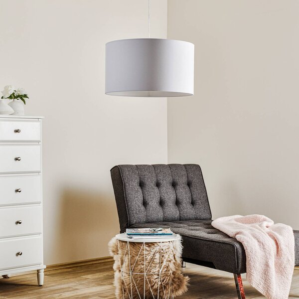 Lampa wisząca Roller Duolla, możliwość ściemniania, biały / opal, salon / jadalnia, tkanina / materiał / jedwab, nowoczesny