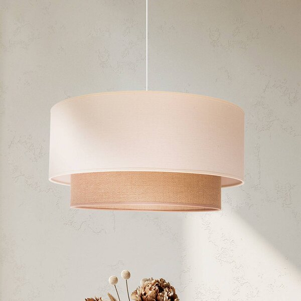 Lampa wisząca Boho Euluna, możliwość ściemniania, kremowy / amber, salon / jadalnia, tkanina / materiał / jedwab, dworkowy / rustykalny