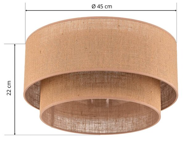 Lampa sufitowa Boho jute Euluna, możliwość ściemniania, brązowy / rdzawy, salon / jadalnia, tkanina / materiał / jedwab, dworkowy / rustykalny