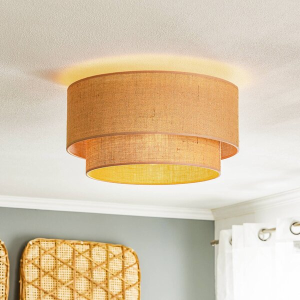 Lampa sufitowa Boho jute Euluna, możliwość ściemniania, brązowy / rdzawy, salon / jadalnia, tkanina / materiał / jedwab, dworkowy / rustykalny