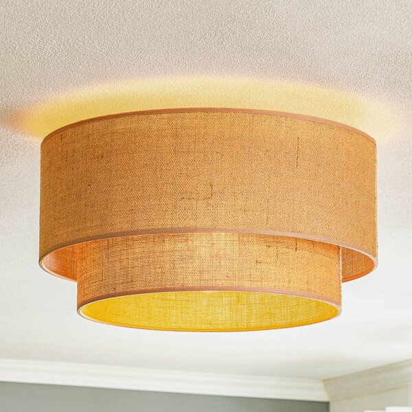 Lampa sufitowa Boho jute Euluna, możliwość ściemniania, brązowy / rdzawy, salon / jadalnia, tkanina / materiał / jedwab, dworkowy / rustykalny