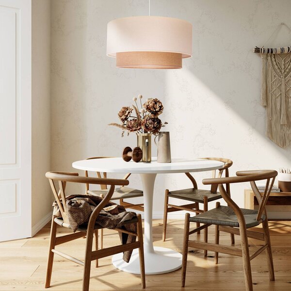 Lampa wisząca Boho Euluna, możliwość ściemniania, kremowy / amber, salon / jadalnia, tkanina / materiał / jedwab, dworkowy / rustykalny
