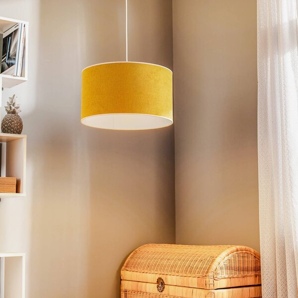 Lampa wisząca Pastell Roller Duolla, możliwość ściemniania, żółty / pomarańczowy, salon / jadalnia, tkanina / materiał / jedwab, młodzieżowy