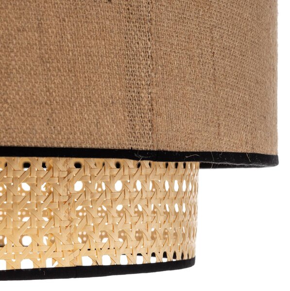 Lampa sufitowa Boho Duolla, możliwość ściemniania, jasne drewno, salon / jadalnia, tkanina / materiał / jedwab, dworkowy / rustykalny