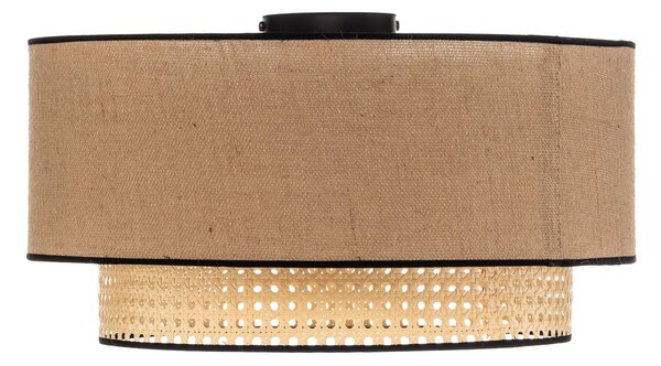 Lampa sufitowa Boho Duolla, możliwość ściemniania, jasne drewno, salon / jadalnia, tkanina / materiał / jedwab, dworkowy / rustykalny