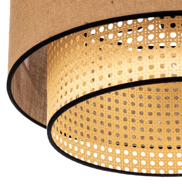 Lampa sufitowa Boho Duolla, możliwość ściemniania, jasne drewno, salon / jadalnia, tkanina / materiał / jedwab, dworkowy / rustykalny
