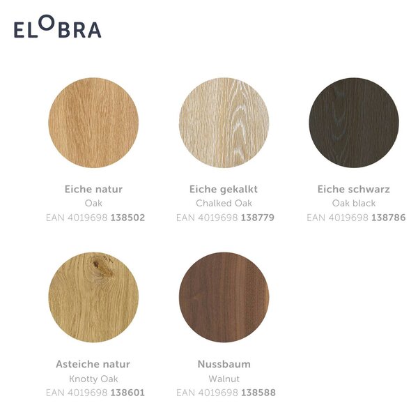 Elobra Kinkiet Colombia, możliwość ściemniania, jasne drewno, salon / jadalnia, drewno, nowoczesny