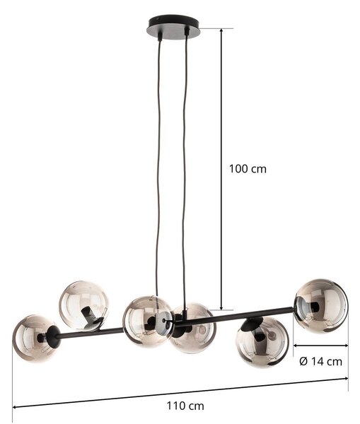 Lampa wisząca Glassy EMIBIG LIGHTING, możliwość ściemniania, czarny, salon / jadalnia, szkło, nowoczesny