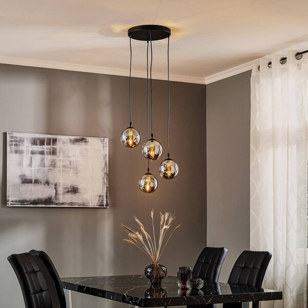 Lampa wisząca szklana Glassy EMIBIG LIGHTING, możliwość ściemniania, czarny, salon / jadalnia, szkło, nowoczesny