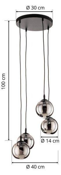Lampa wisząca szklana Glassy EMIBIG LIGHTING, możliwość ściemniania, czarny, salon / jadalnia, szkło, nowoczesny
