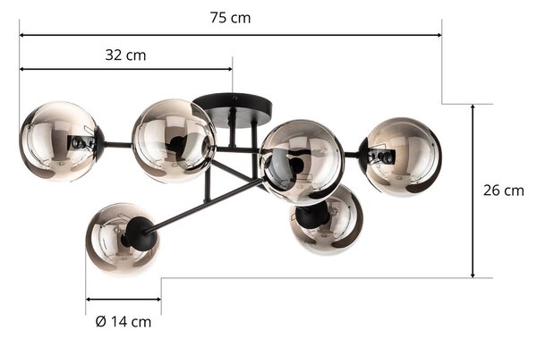 Lampa sufitowa Glassy EMIBIG LIGHTING, możliwość ściemniania, czarny, salon / jadalnia, szkło, nowoczesny