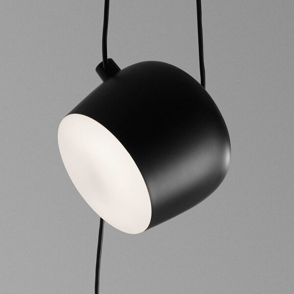 FLOS Lampa wisząca AIM, możliwość ściemniania, czarny, salon / jadalnia, aluminium, design