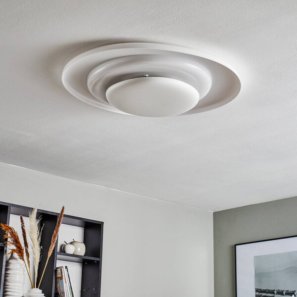 Foscarini Lampa sufitowa designerska Bahia, możliwość ściemniania, biały / opal, salon / jadalnia, tworzywo sztuczne, design
