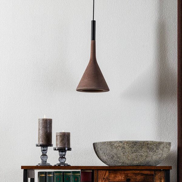 Foscarini Lampa wisząca designerska Aplomb, możliwość ściemniania, brązowy / rdzawy, kuchnia, beton, design
