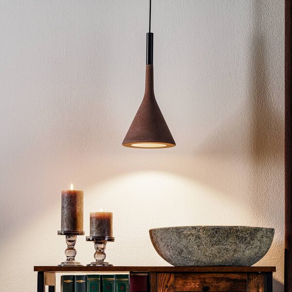 Foscarini Lampa wisząca designerska Aplomb, możliwość ściemniania, brązowy / rdzawy, kuchnia, beton, design