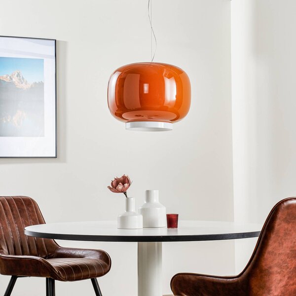 Foscarini Lampa wisząca designerska Chouchin 1, możliwość ściemniania, żółty / pomarańczowy, kuchnia, szkło, design