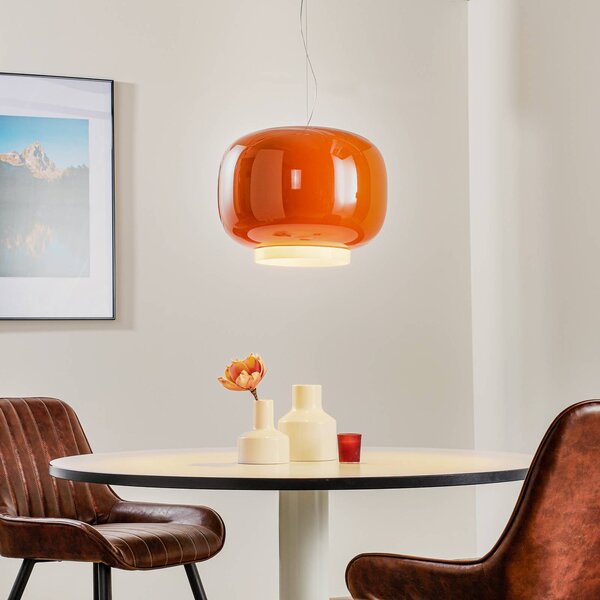 Foscarini Lampa wisząca designerska Chouchin 1, możliwość ściemniania, żółty / pomarańczowy, kuchnia, szkło, design