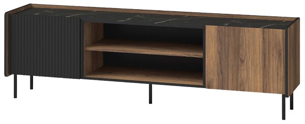 Komoda RTV 180 cm pod telewizor do salonu Prestigo P17 Czarna/Orzech/San Sebastian