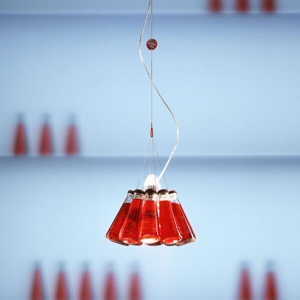 Ingo Maurer Lampa wisząca designerska Campari Light, możliwość ściemniania, czerwony, salon / jadalnia, szkło, design