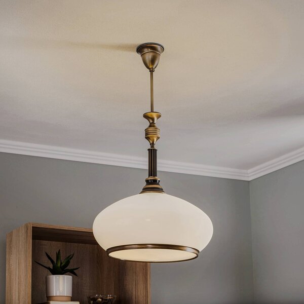 Lampa wisząca Petro Jupiter, możliwość ściemniania, brązowy / mosiężny, salon / jadalnia, metal, antyczny