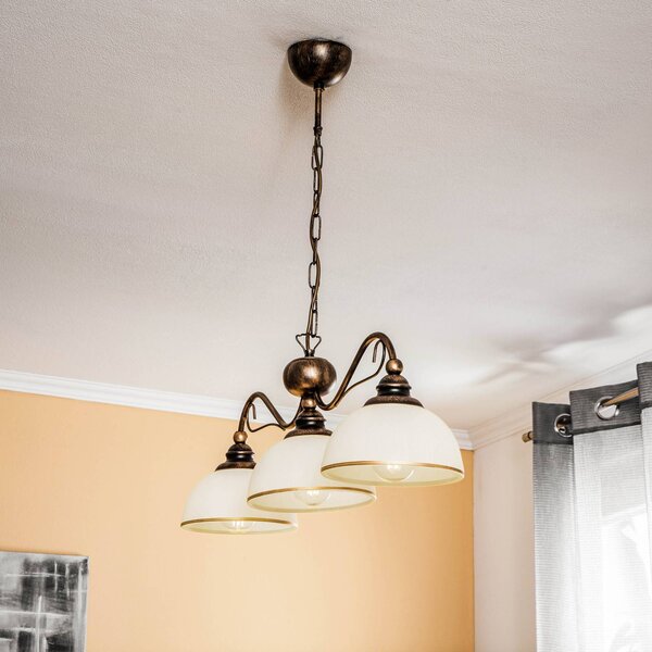 Lampa wisząca Casale Jupiter, możliwość ściemniania, brązowy / mosiężny, salon / jadalnia, metal, antyczny
