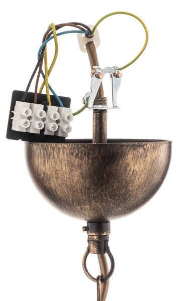 Lampa wisząca Casale Jupiter, możliwość ściemniania, brązowy / mosiężny, salon / jadalnia, metal, antyczny