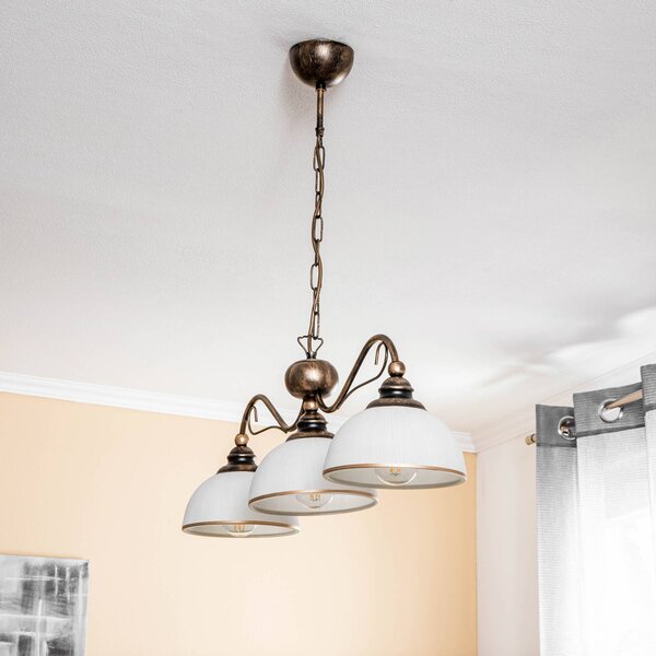 Lampa wisząca Casale Jupiter, możliwość ściemniania, brązowy / mosiężny, salon / jadalnia, metal, antyczny