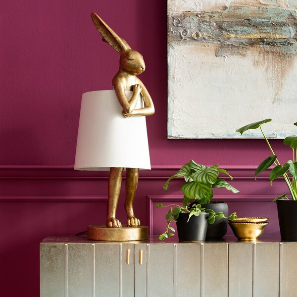 KARE Lampa stołowa Animal Rabbit, mosiężny / złoty, salon / jadalnia, tworzywo sztuczne, design