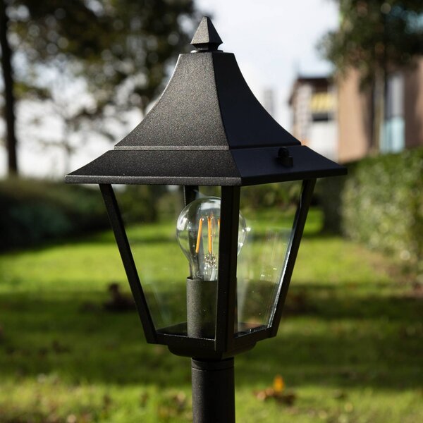 K.S. Verlichting Słupek oświetleniowy Livorno, możliwość ściemniania, czarny, aluminium, dworkowy / rustykalny