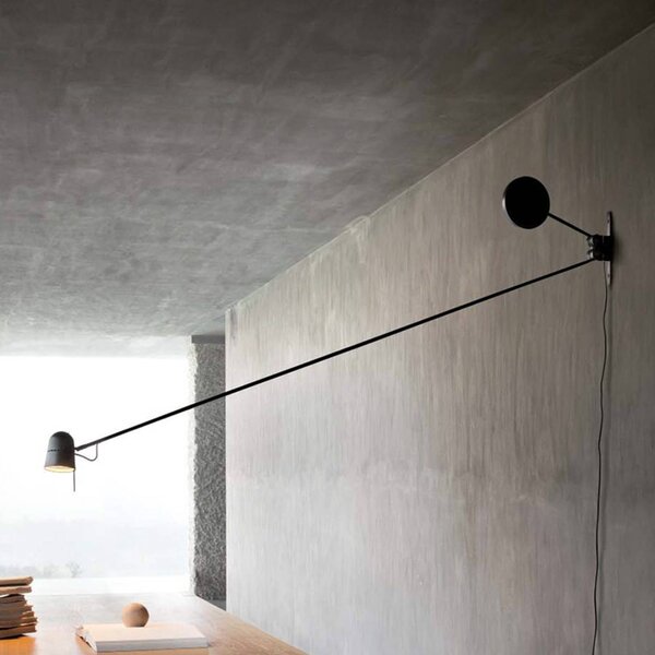 Luceplan Kinkiet designerski Counterbalance, czarny, salon / jadalnia, metal, design