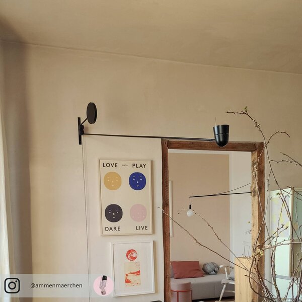 Luceplan Kinkiet designerski Counterbalance, czarny, salon / jadalnia, metal, design