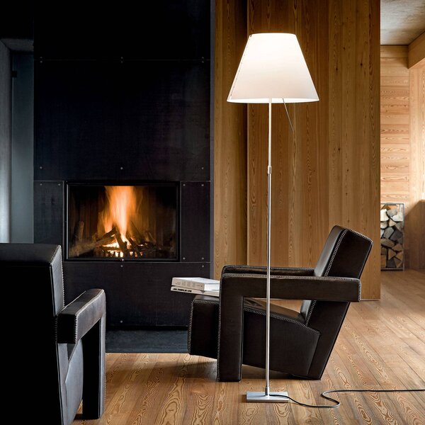 Luceplan Lampa stojąca Costanza, biały / opal, salon / jadalnia, aluminium, design