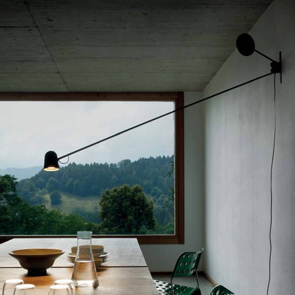 Luceplan Kinkiet designerski Counterbalance, czarny, salon / jadalnia, metal, design