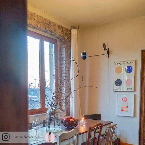 Luceplan Kinkiet designerski Counterbalance, czarny, salon / jadalnia, metal, design