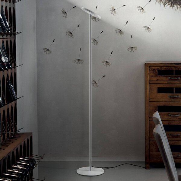 Linea Light Lampa stojąca LED Joshua, możliwość ściemniania, biały / opal, salon / jadalnia, metal, nowoczesny