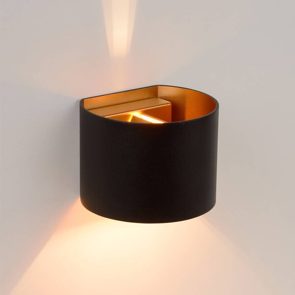 Lucide Kinkiet LED Xio, możliwość ściemniania, czarny, salon / jadalnia, aluminium, nowoczesny
