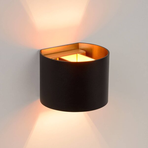 Lucide Kinkiet LED Xio, możliwość ściemniania, czarny, salon / jadalnia, aluminium, nowoczesny