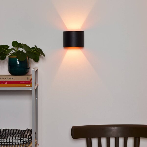 Lucide Kinkiet LED Xio, możliwość ściemniania, czarny, salon / jadalnia, aluminium, nowoczesny