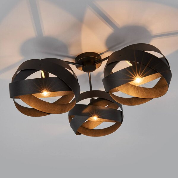 Lampa sufitowa Tornado Euluna, możliwość ściemniania, czarny, salon / jadalnia, metal, nowoczesny