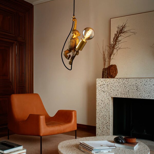 Lucide Lampa wisząca designerska Extravaganza Chimp, możliwość ściemniania, mosiężny / złoty, salon / jadalnia, tworzywo sztuczne, design