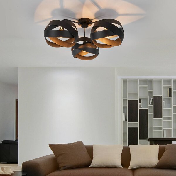 Lampa sufitowa Tornado Euluna, możliwość ściemniania, czarny, salon / jadalnia, metal, nowoczesny